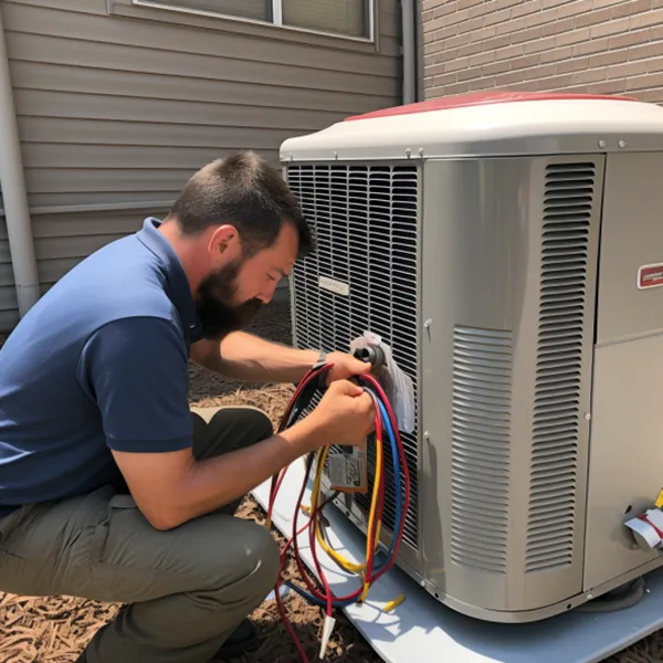 working on an A/C condensor unit